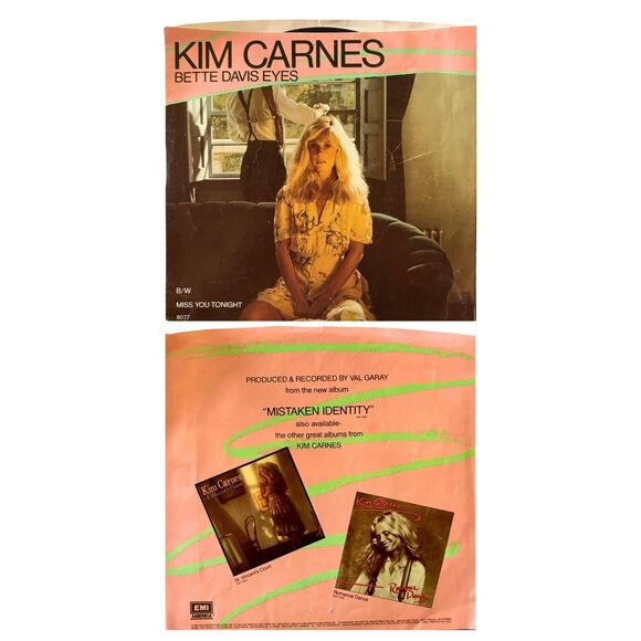 Kim Carnes 80s Hits "Bette Davis Eyes" and "Invisible Minds" 45  Vinyls  - MINT - Picture 2 of 8